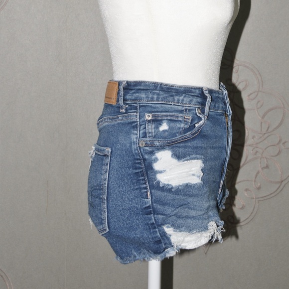 American Eagle Ne(x)t Level Stretch Blue Ripped Jean Shorts - Picture 4 of 4